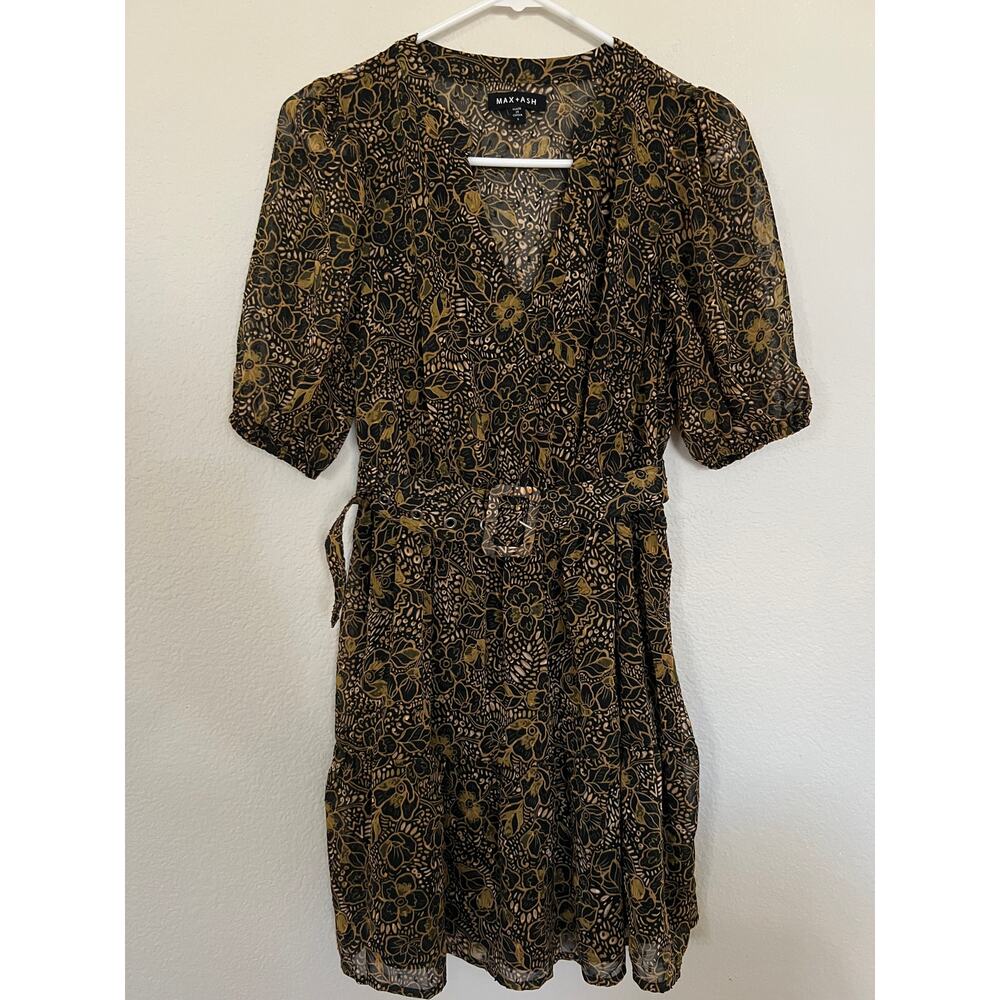 Max and Ash Paisley Belted Mini Dress Short Sleeves SZ Small